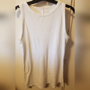 Lane Bryant White Ribbed High Neck Tank